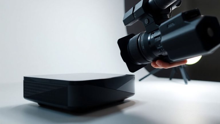 Professionelle Produktfotografie mit Studiobeleuchtung und Fokus.